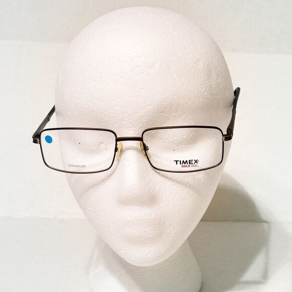 Timex L035 BR Titanium Eyeglasses Frame Men's Brown Rectangular 58-19-150 NEW - Picture 1 of 11